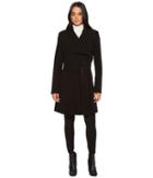 Lauren Ralph Lauren Belted Crepe Wrap (black) Women's Coat
