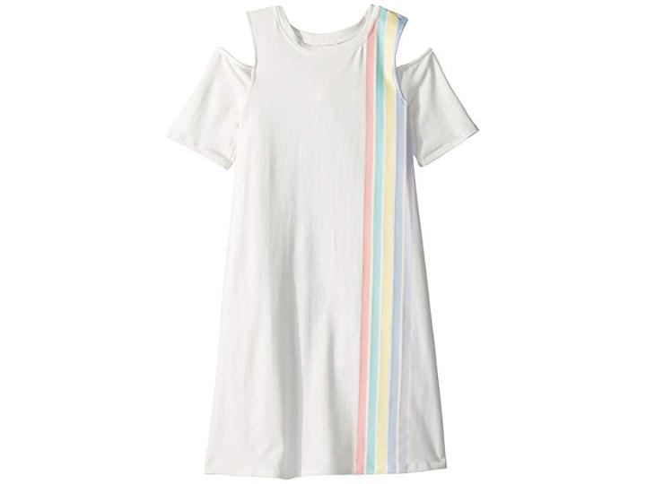 Maddie By Maddie Ziegler French Terry Cold Shoulder Dress (big Kids) (cream) Girl's Dress