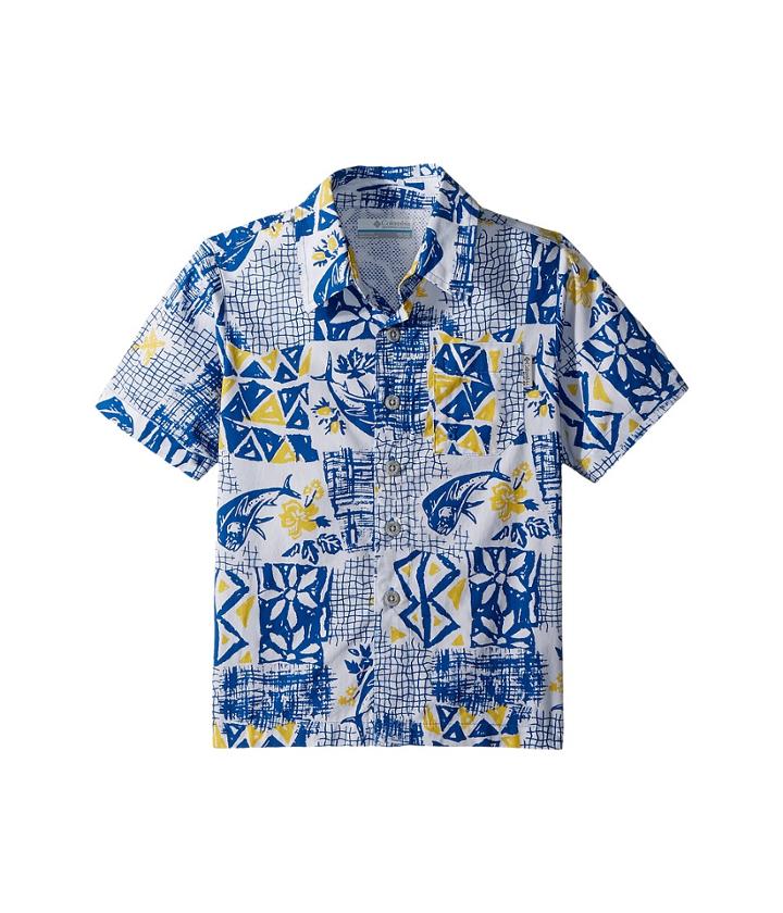 Columbia Kids Trollers Best Short Sleeve Shirt (little Kids/big Kids) (vivid Blue Conversational Print) Boy's Short Sleeve Button Up