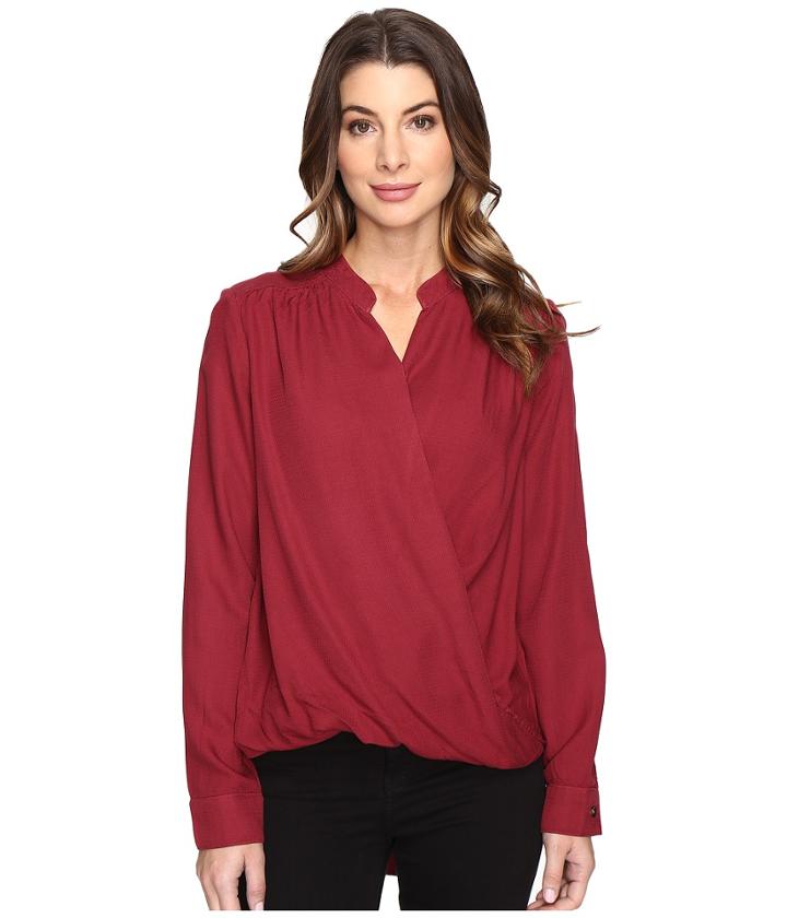 Splendid Surplice Top (maroon) Women's Long Sleeve Pullover