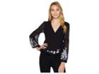 Nanette Lepore Balance Embroidered And Embellished Wrap Top (black Multi) Women's Clothing