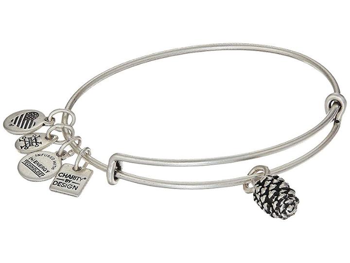 Alex And Ani Charity By Design Pinecone Bangle (rafaelian Silver) Bracelet