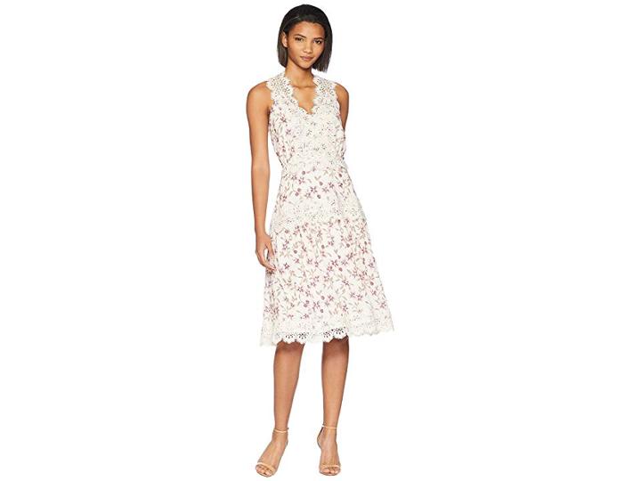 Adelyn Rae Payton Woven Midi Dress (cream/lilac) Women's Dress