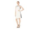 Vince Camuto Sleeveless Clipped Stripe Mix Media Dress (pearl Ivory) Women's Dress