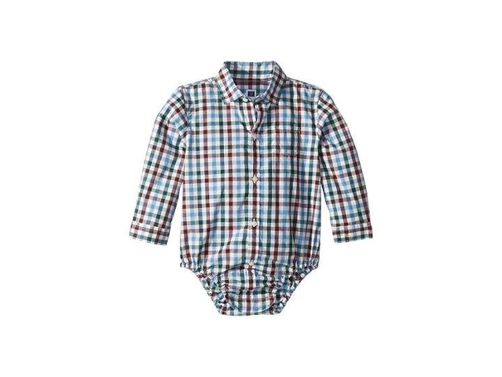 Janie And Jack Long Sleeve Button Up Bodysuit (infant) (burgundy/blue Plaid) Boy's Jumpsuit & Rompers One Piece