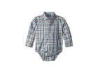 Janie And Jack Long Sleeve Button Up Bodysuit (infant) (burgundy/blue Plaid) Boy's Jumpsuit & Rompers One Piece