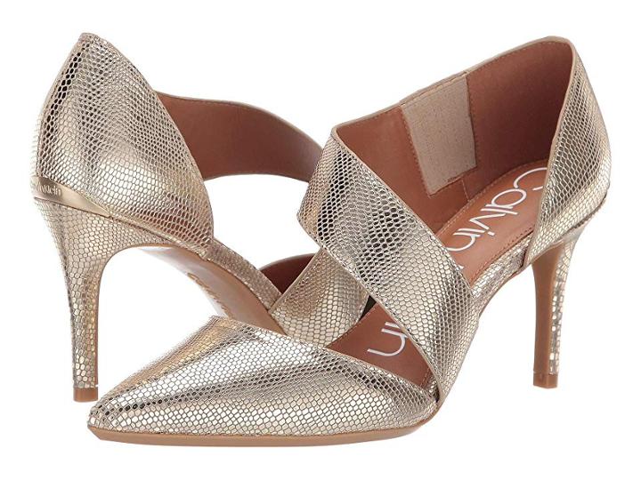 Calvin Klein Gella (soft Gold/natural Shiny Lizard) High Heels