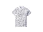 Lacoste Kids Short Sleeve All Over Print Djoko Polo (little Kids/big Kids) (white/black) Boy's Clothing