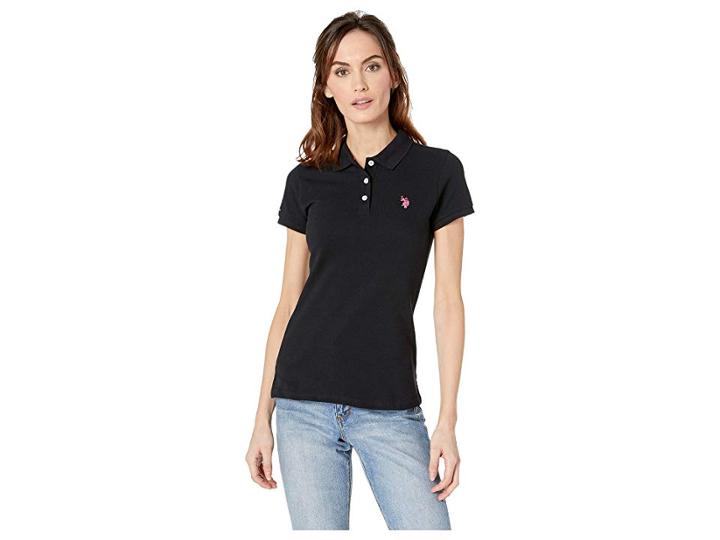 U.s. Polo Assn. Solid Pique Polo Shirt (new Black) Women's Clothing