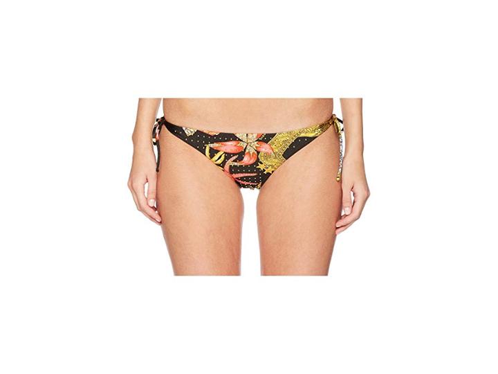 Versace Tanga Tresor De La Mer Gold Studs Bikini Bottoms (nero) Women's Swimwear