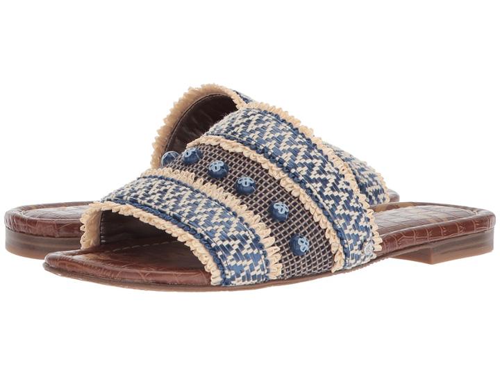 Sam Edelman Brandon (blue Multi Natural Chevron Raffia) Women's Slide Shoes