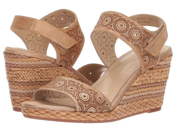 Johnston & Murphy Georgiana (gold Metallic Leather) Women's Wedge Shoes