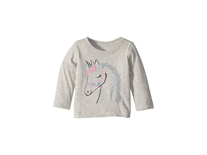 Peek Unicorn Tee (infant) (light Heather Grey) Girl's T Shirt