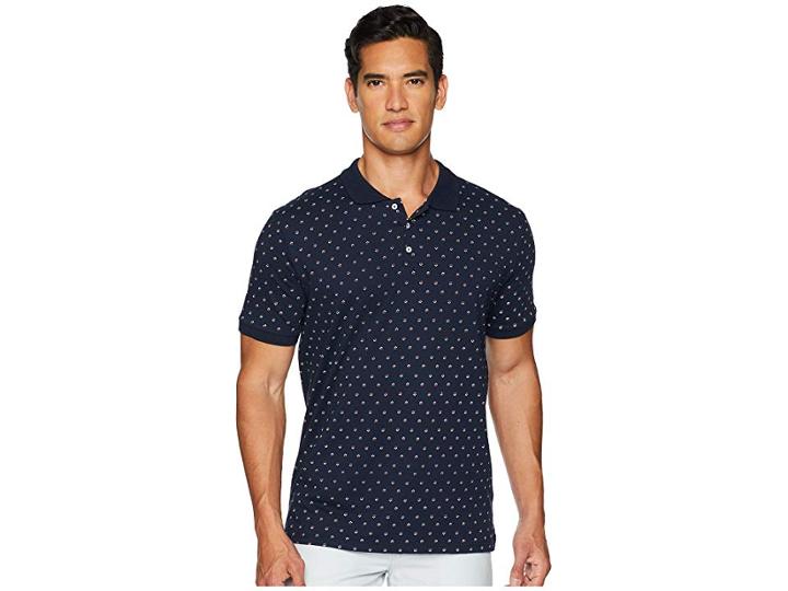 Ben Sherman Geo Floral Print Jersey Polo (dark Navy) Men's Short Sleeve Knit