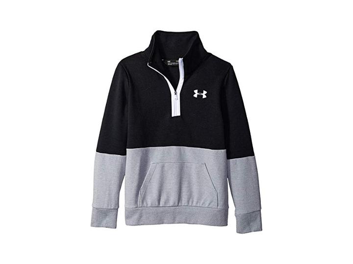 Under Armour Kids Double Knit 1/2 Zip (big Kids) (black/black) Girl's Clothing