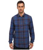 Lucky Brand Miter Workwear Shirt (indigo/brown) Men's Clothing
