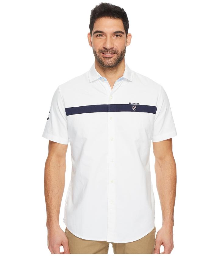 U.s. Polo Assn. Classic Fit Short Sleeve Sport Shirt (optic White) Men's Clothing