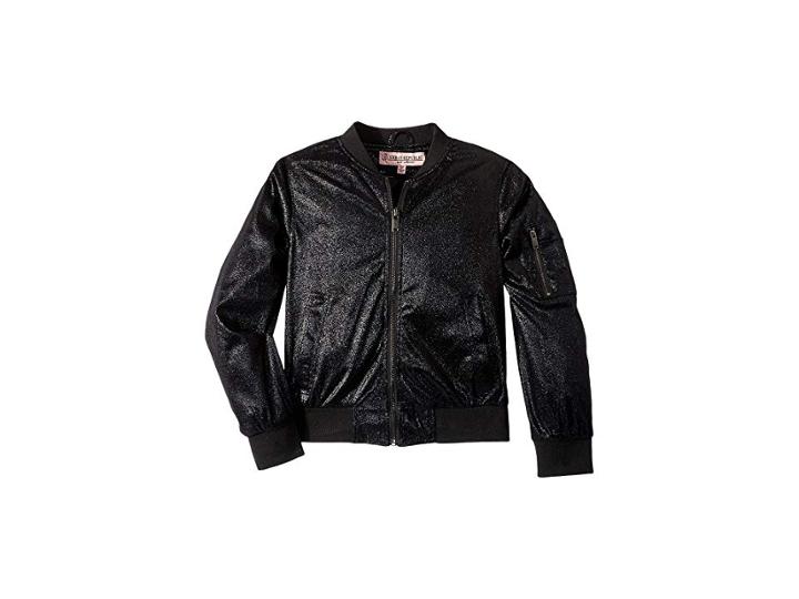 Urban Republic Kids Ziggy Metallic Bomber Jacket (little Kids/big Kids) (black) Girl's Jacket
