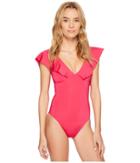 Trina Turk Indo Solids Ruffle Sleeve One-piece (fuchsia) Women's Swimsuits One Piece