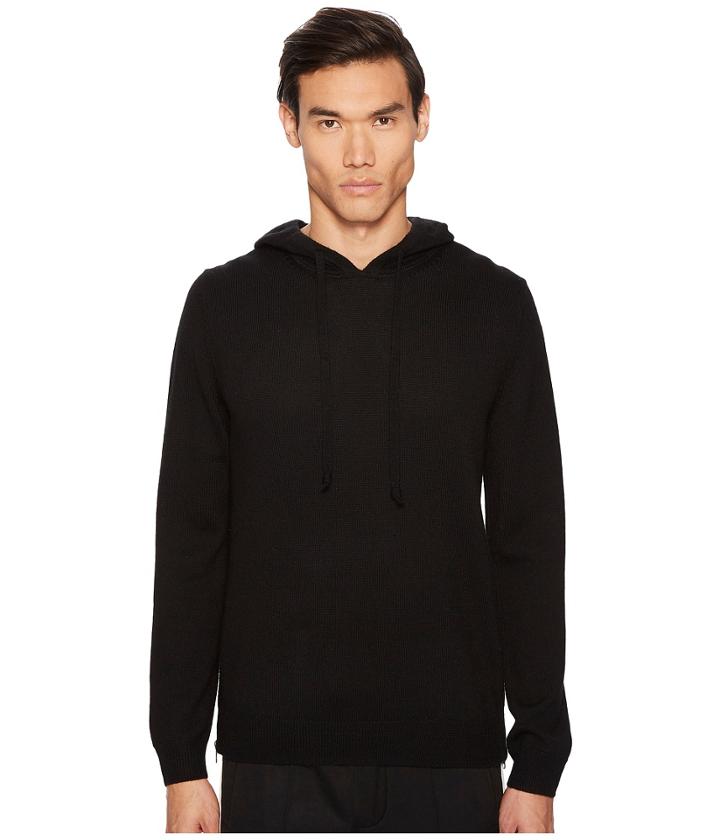 Vince Side Zip Hooded Pullover (black) Men's Clothing
