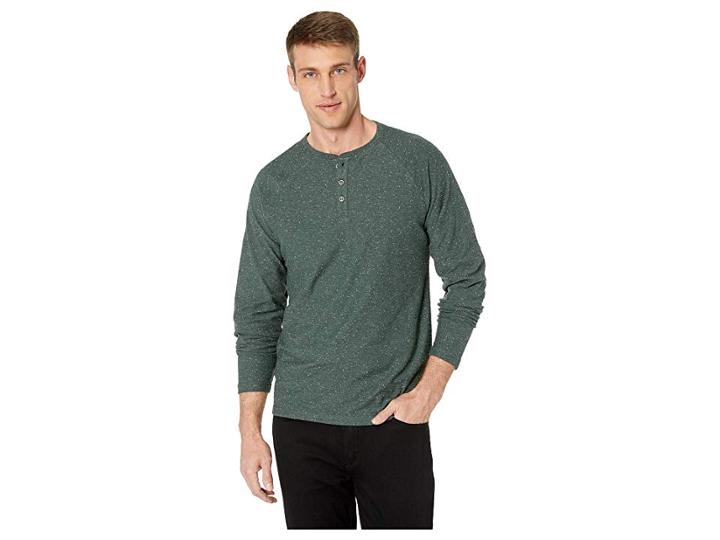 Lucky Brand Long Sleeve Snow Heather Henley Tee (green) Men's T Shirt