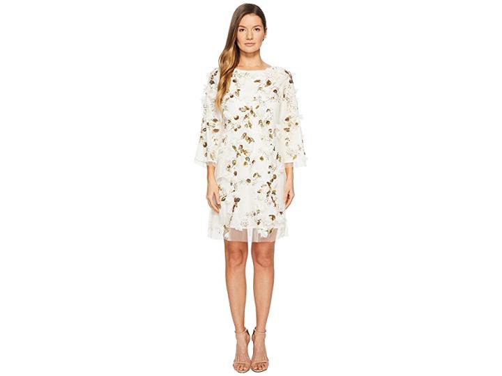 Marchesa Embroidered Tunic With Sequins And Beads (ivory) Women's Dress