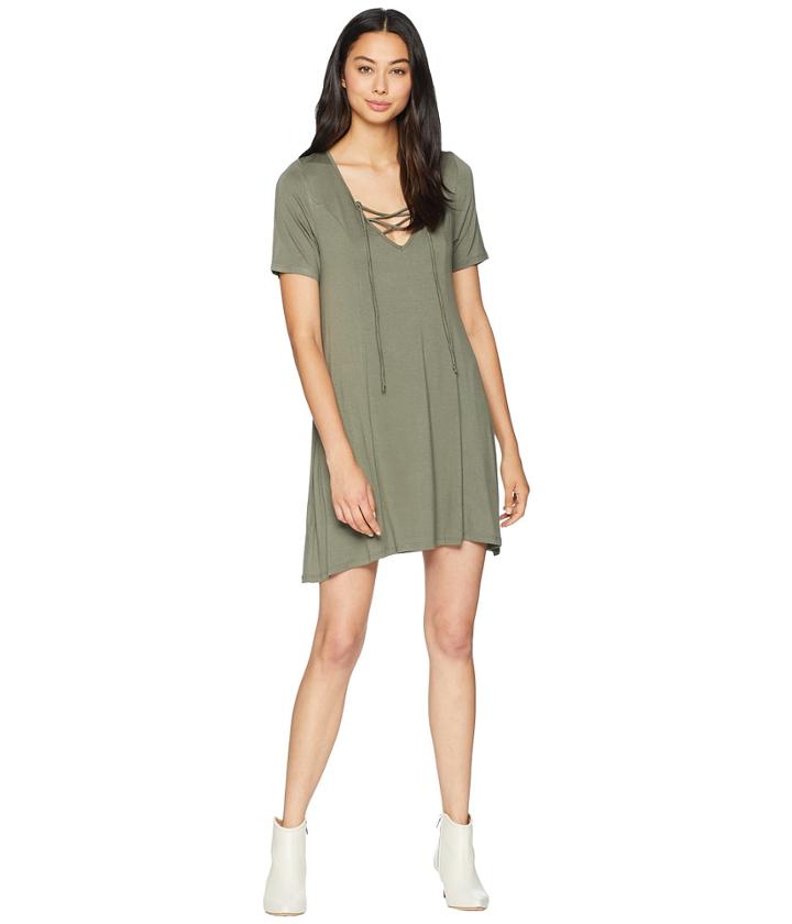Bcbgeneration Lace-up Dress (dusty Olive) Women's Dress
