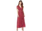 Wayf Rhoda Pleated Faux Wrap Dress (berry Mini Roses) Women's Clothing