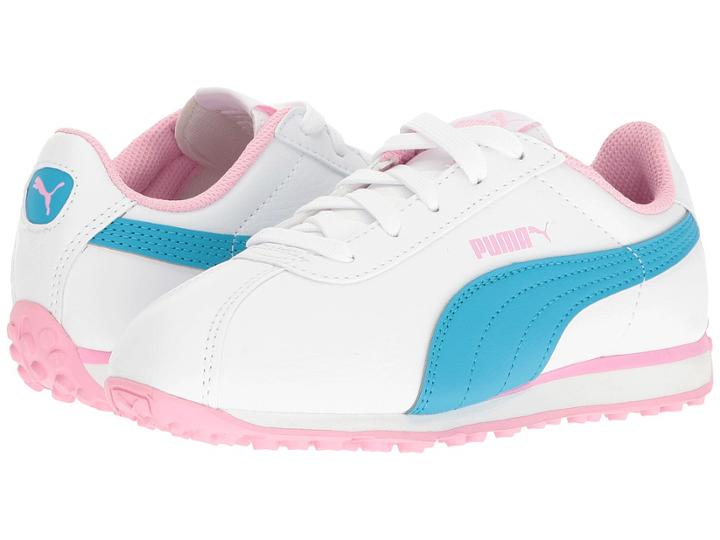 Puma Kids Turin (little Kid/big Kid) (puma White/hawaiian Ocean) Girls Shoes