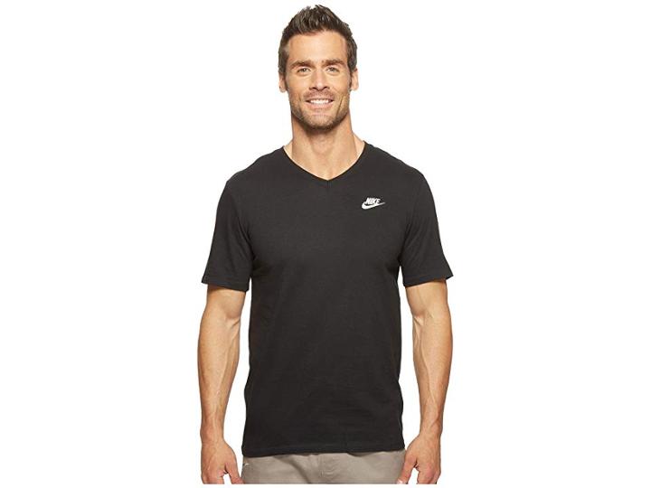 Nike Sportswear Futura V-neck Tee (black/black/white) Men's T Shirt