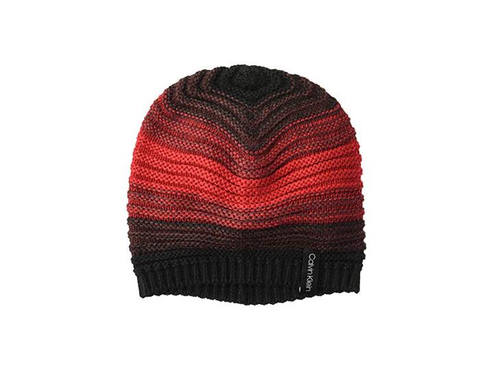 Calvin Klein Marled Color Block Slouchy Beanie (rouge) Beanies