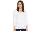 Mod-o-doc Heavier Slub Jersey 3/4 Sleeve Button Placket Tee (white) Women's T Shirt
