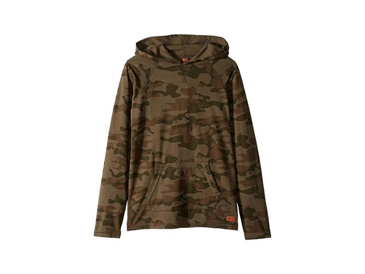 7 For All Mankind Kids Hooded Tee (big Kids) (camo Print) Boy's Clothing