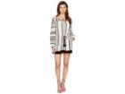 Adelyn Rae Aimee Woven Jacqured Off The Shoulder Romper (cream/black) Women's Jumpsuit & Rompers One Piece