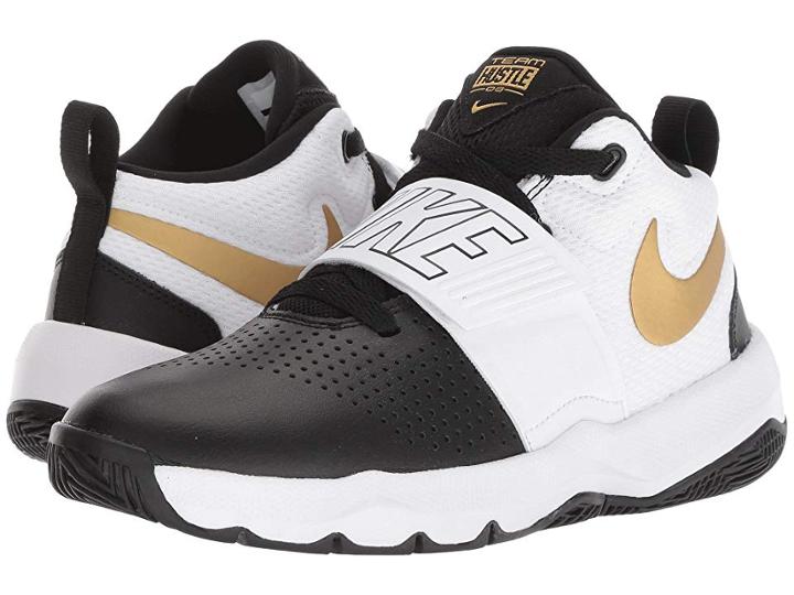 Nike Kids Team Hustle D8 (big Kid) (black/metallic Gold/white) Boys Shoes