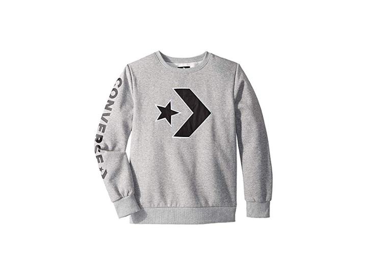 Converse Kids Appliqued Star Chevron Crew (big Kids) (dark Grey Heather) Boy's Clothing