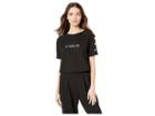Bebe Short Sleeve Crop Snap Shoulder (black) Women's Clothing