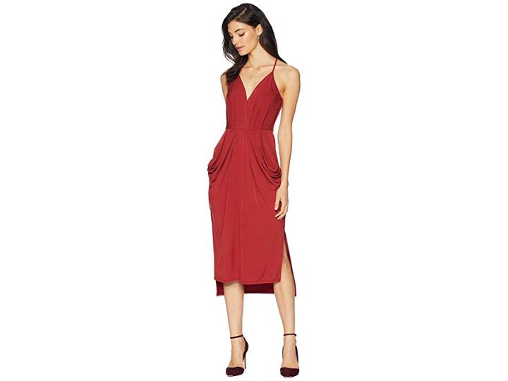 Bcbgeneration Midi Faux Wrap Dress (auburn) Women's Dress