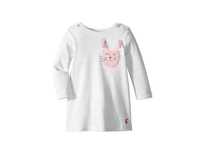 Joules Kids Applique Dress (infant) (sky Blue Stripe Bunny) Girl's Dress