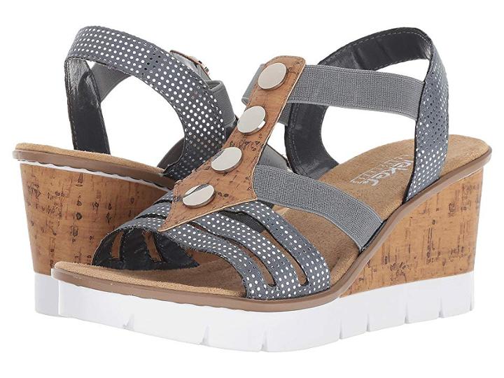Rieker V5537 Rabea 37 (bleu/silver/wood) Women's Shoes