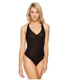 Only Hearts Feather Weight Rib Henley Racer Bodysuit (black) Women's Jumpsuit & Rompers One Piece