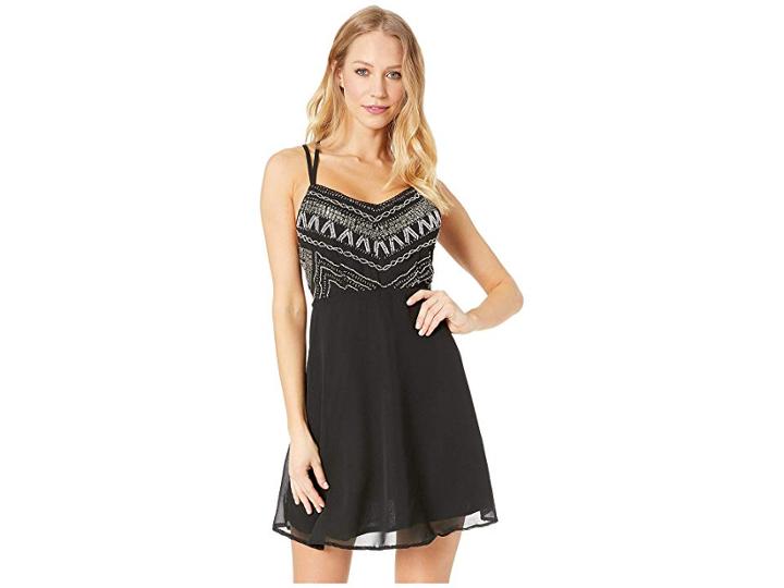 Angie Embellished Lattice Mini Dress (black) Women's Dress