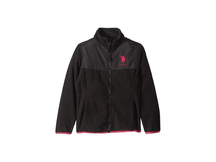 U.s. Polo Assn. Kids Polar Fleece (big Kids) (black) Girl's Coat
