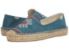 Soludos Yucatan Embroidered Platform Smoking Slipper (ocean Blue) Women's Sandals