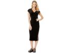 Juicy Couture Stretch Velour Fitted Midi Dress (pitch Black) Women's Dress