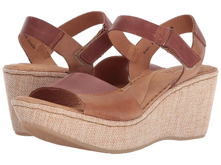 Born Nectar (rust/natural Full Grain Leather Combo) Women's Wedge Shoes
