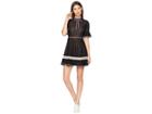 J.o.a. Bow Neck Fit And Flare Dress (black Lace) Women's Dress