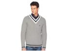 Nautica 9gg Cable Tipped V-neck Sweater (morgans Grey Heather) Men's Sweater