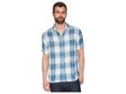 True Grit Surf Checks Double Light Gauze Stitch Detail And Vintage Washed Short Sleeve One-pocket Shirt (blue) Men's Short Sleeve Button Up