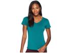 Prana Foundation Short Sleeve V-neck Top (true Teal Heather) Women's T Shirt